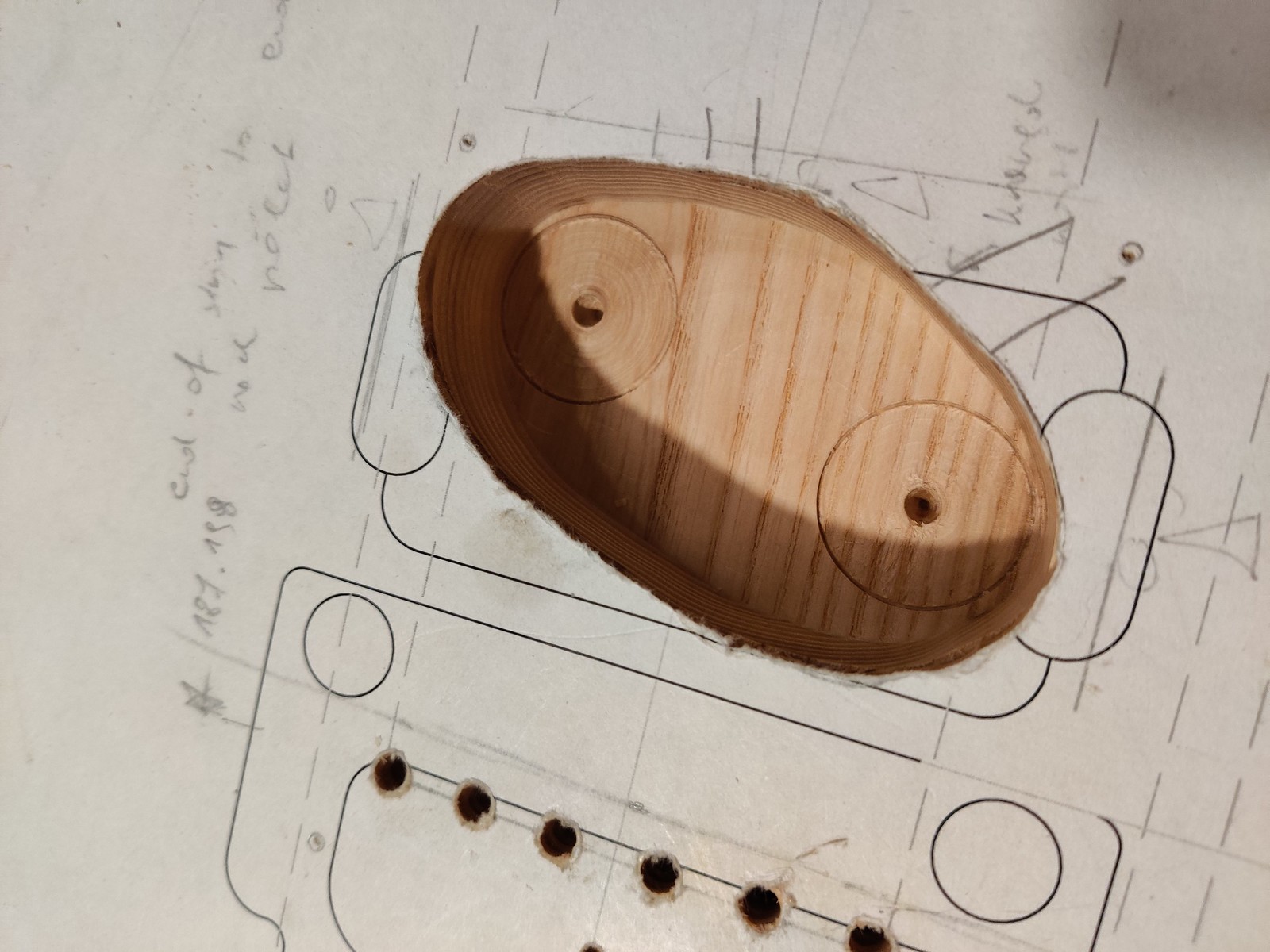 Bridge pickup cavity.