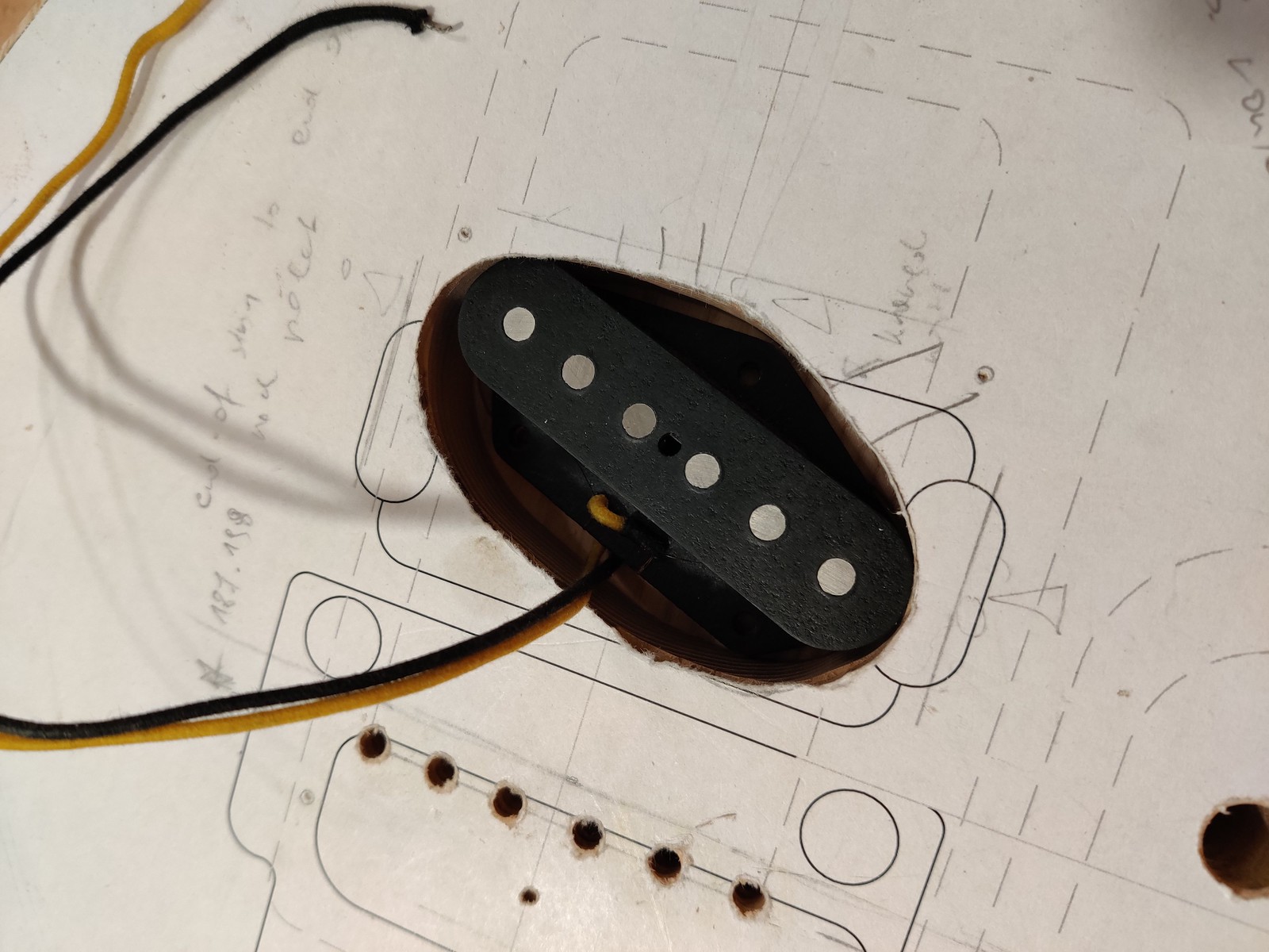 Telecaster bridge pickup fitting in a cavity